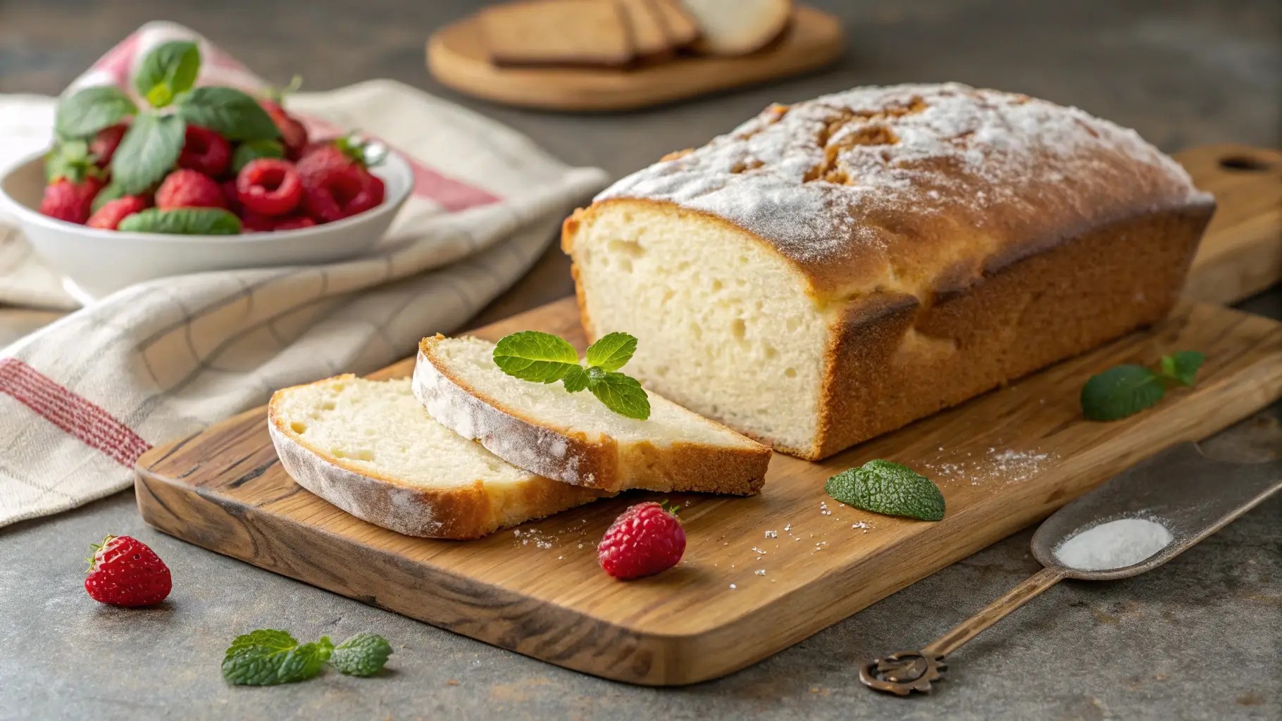 Freshly baked yogurt bread loaf
