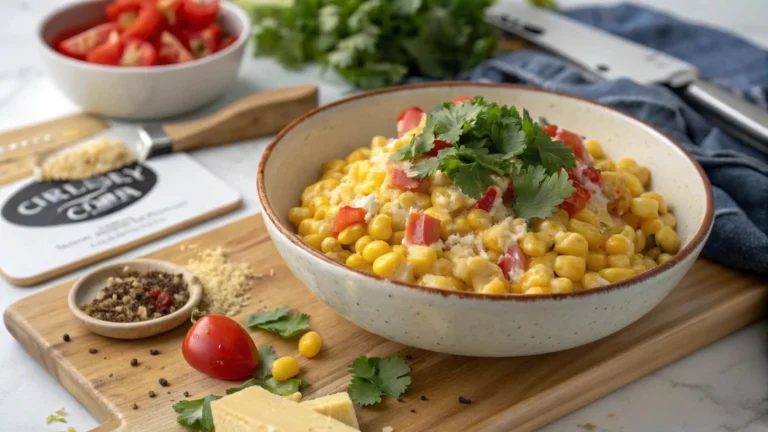A creamy and cheesy bowl of Slaps Cheesy Corn, garnished to perfection.