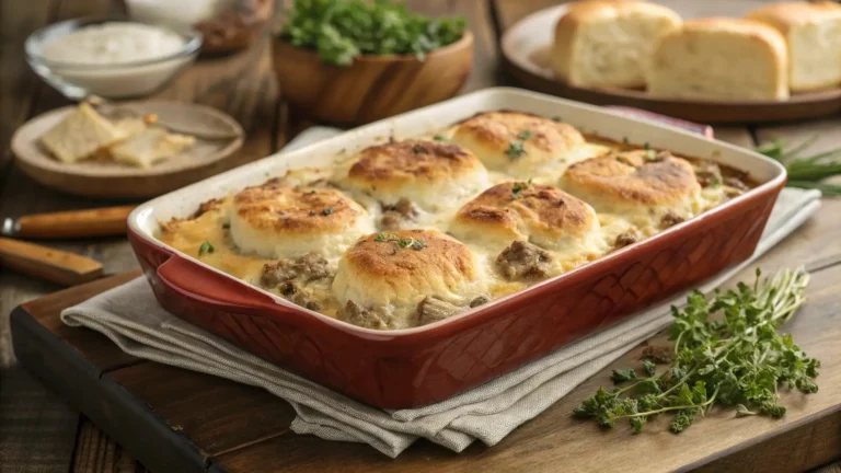 Baked biscuits and gravy casserole
