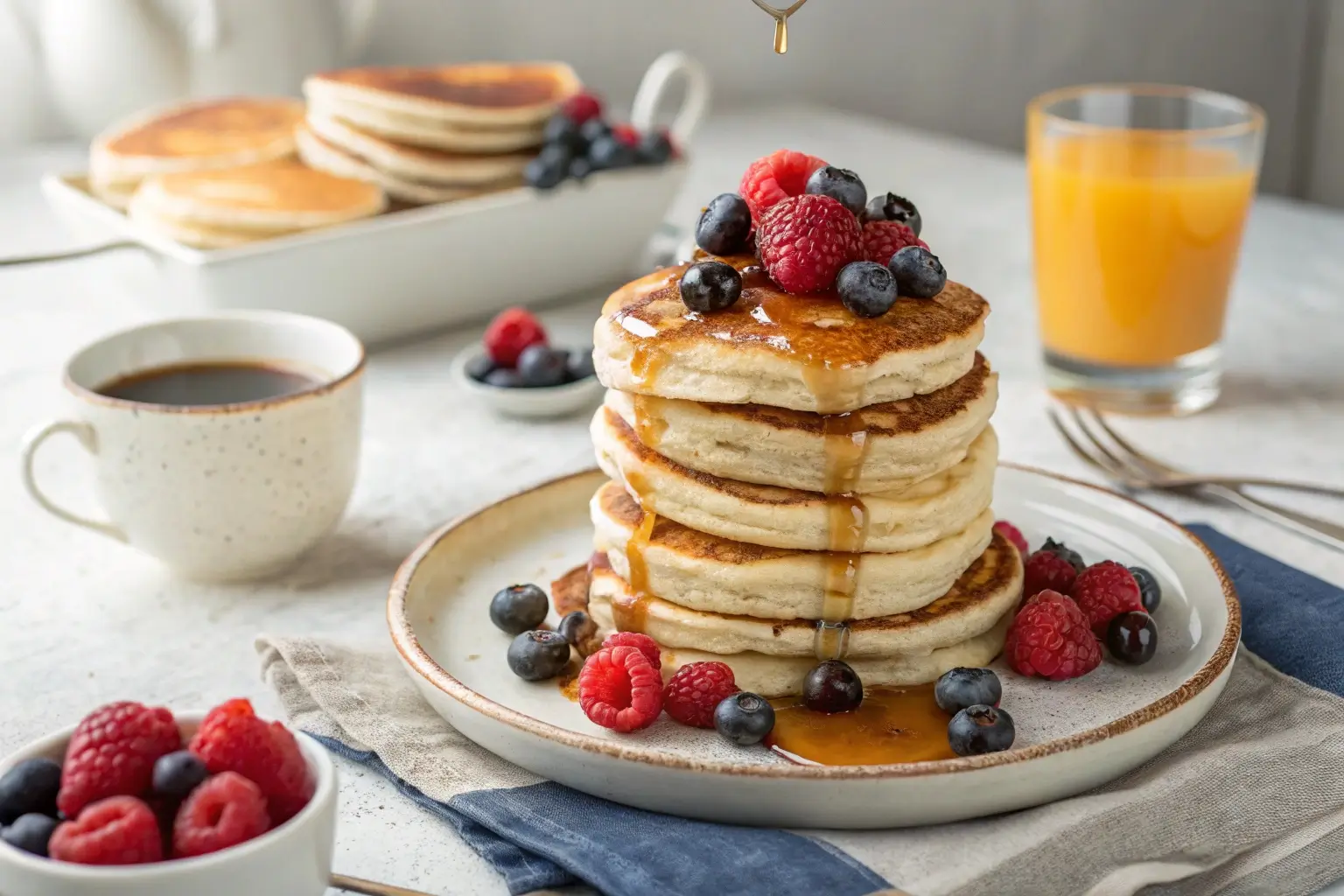 Fluffy Edmonds pancakes ready to be served.