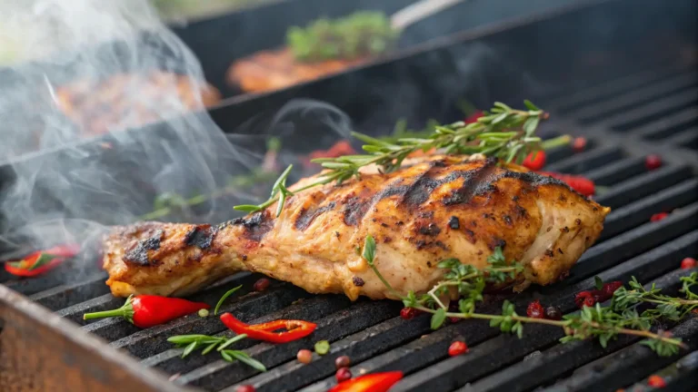 Sizzling cava chicken on the grill