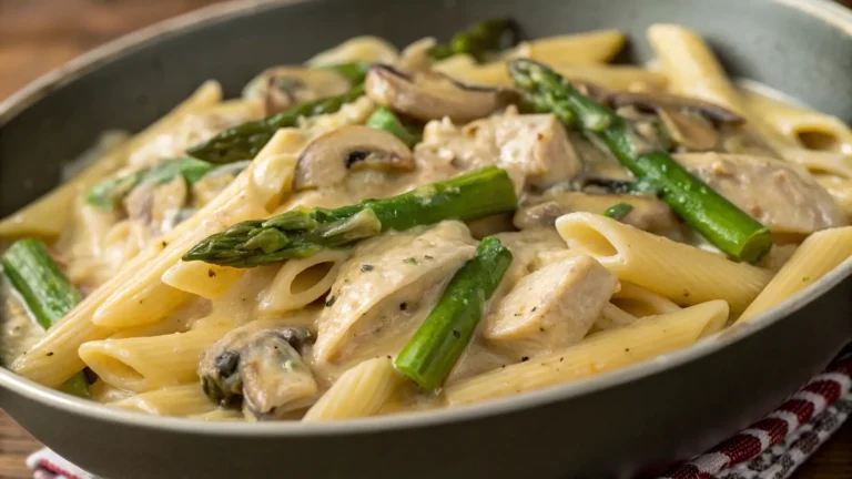 Creamy Mushroom and Asparagus Chicken Penne Instant Love