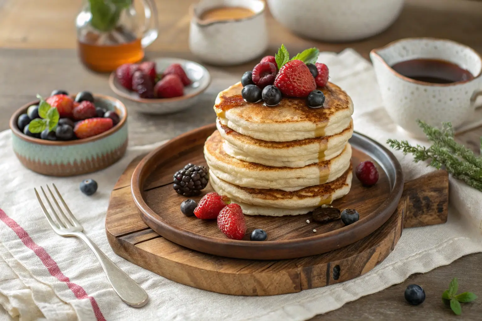 Fluffy gluten-free pancakes with toppings