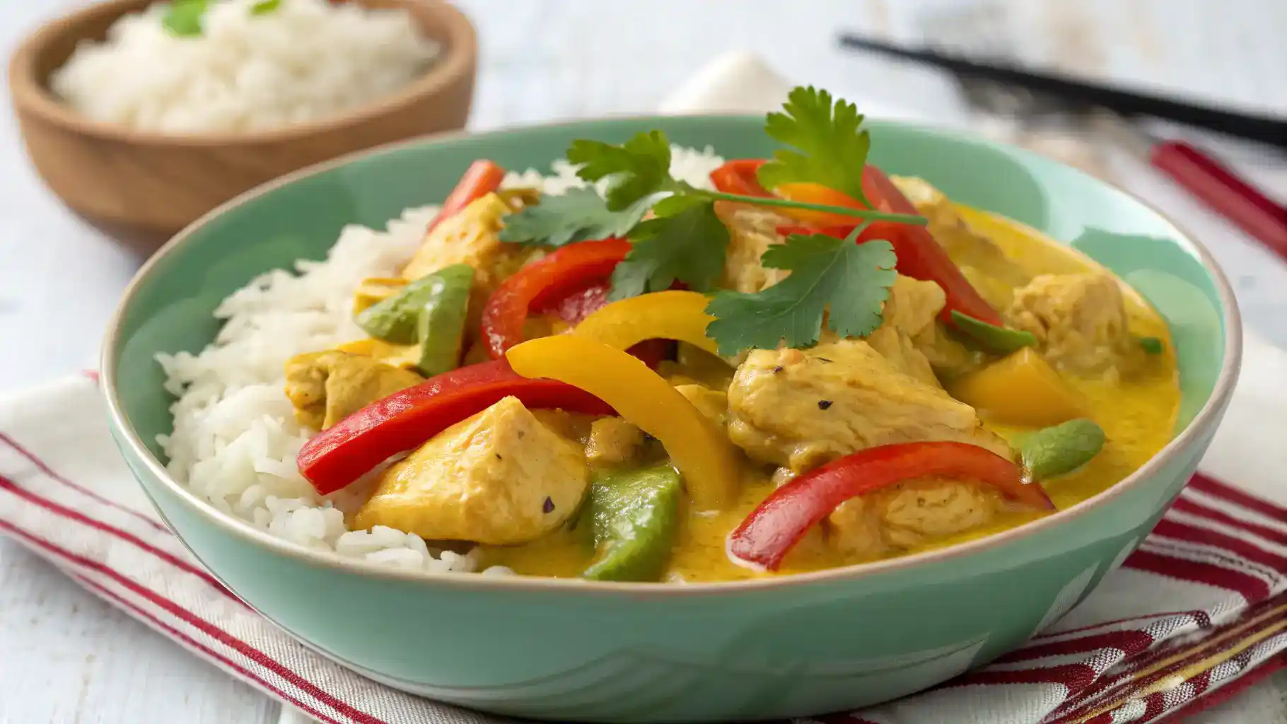 Delicious yellow curry served with rice
