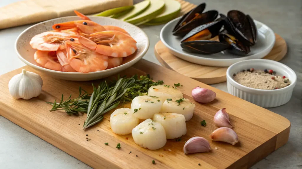 Ingredients for Gourmet seafood cassolette