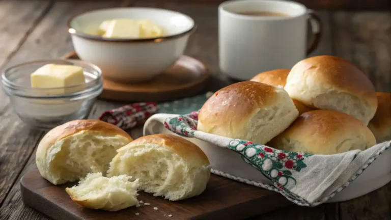 Freshly baked Soft and Fluffy Milk Buns with butter
