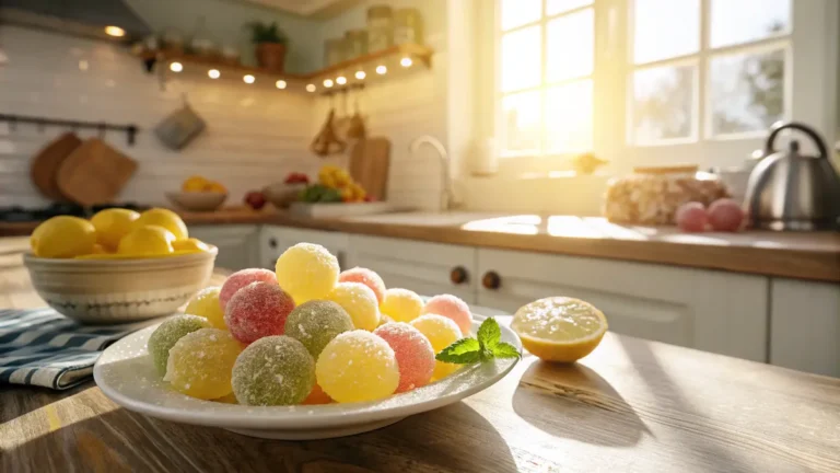 Plate of lemon drops ready to be served
