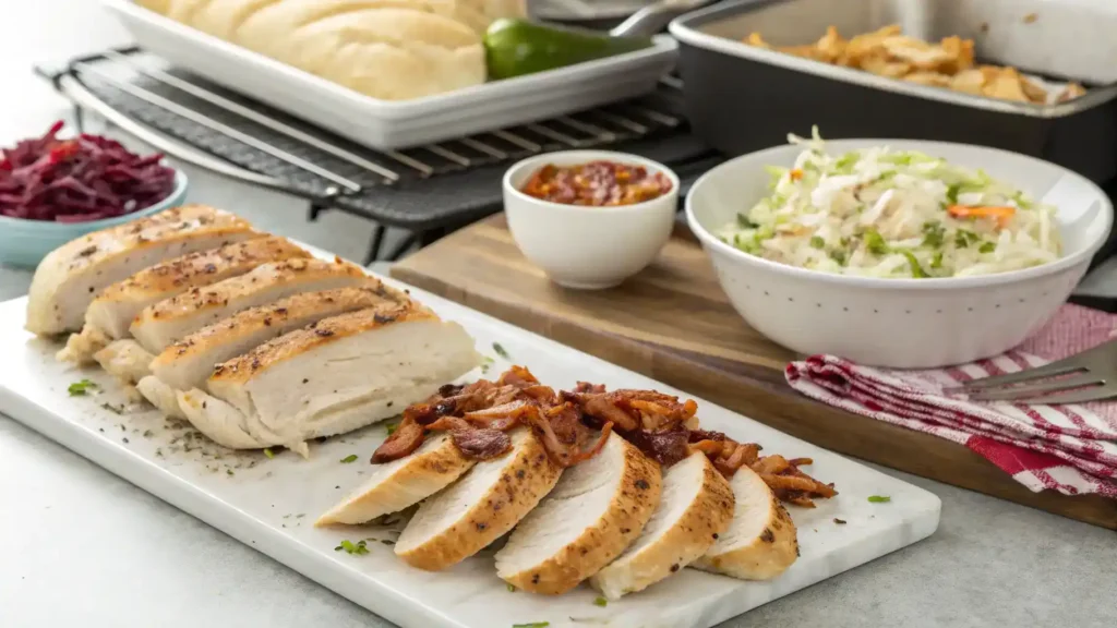 Pro tips for making White BBQ Chicken Subs displayed visually.