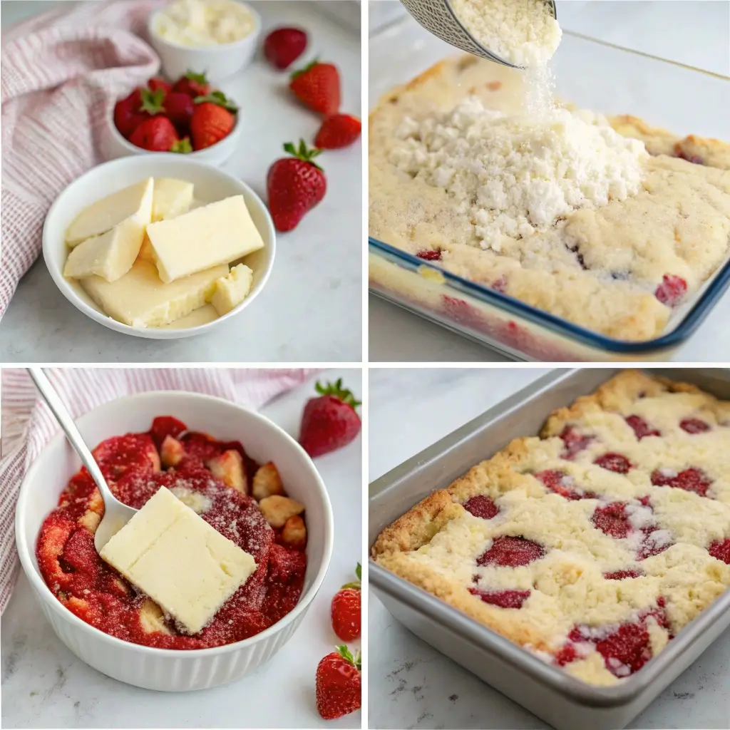 Step-by-step Strawberry Dump Cake preparation process
